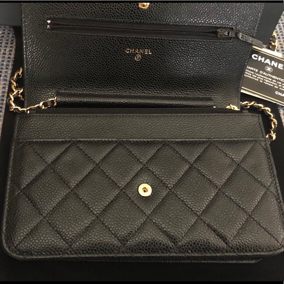 CHANEL Black Quieted Caviar Wallet On Chain Flap - Picture 3 of 8
